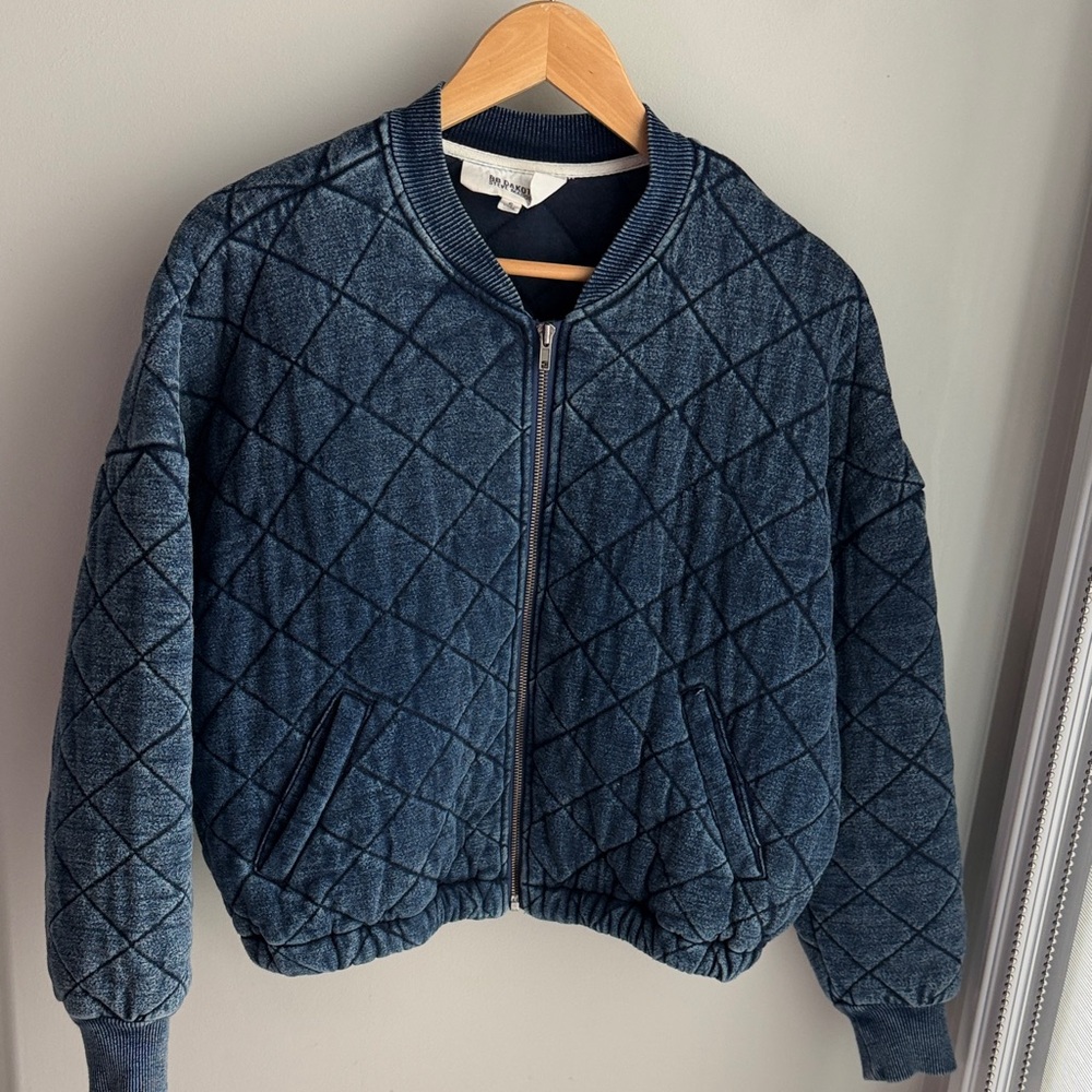 BB Dakota Deep Blue Quilted Bomber Jacket